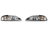 1994-1998 Euro Crystal Headlights; Chrome Housing; Clear Lens