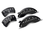 2005-2009 MGP Brake Caliper Covers with Pony Tri-Bar Logo; Black; Front and Rear