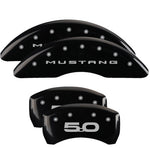 2015-2023 Mustang GT w/ Performance Pack MGP Brake Caliper Covers with 5.0 Logo; Black; Front and Rear