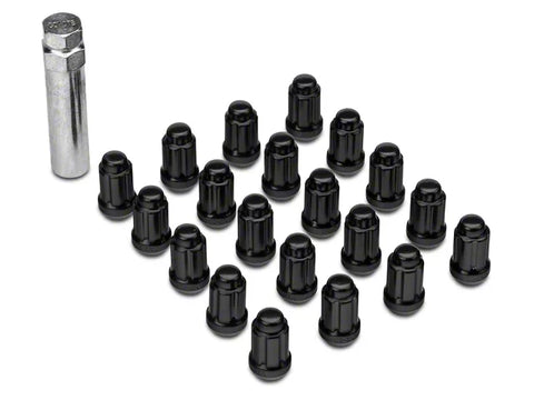 1979-2014 Black 6-Spline Lug Nut Kit; 1/2-Inch x 20; Set of 20