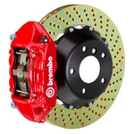 2015-2023 Mustang Brembo GT Series 4-Piston Rear Big Brake Kit with 15-Inch 2-Piece Cross Drilled Rotors; Red Calipers