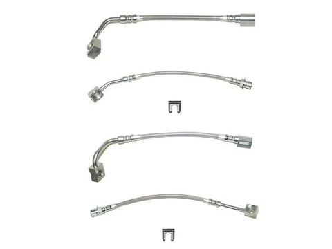 94-95 Mustang GT Fine Lines Braided Stainless Complete Brake Hose Kit; Front and Rear