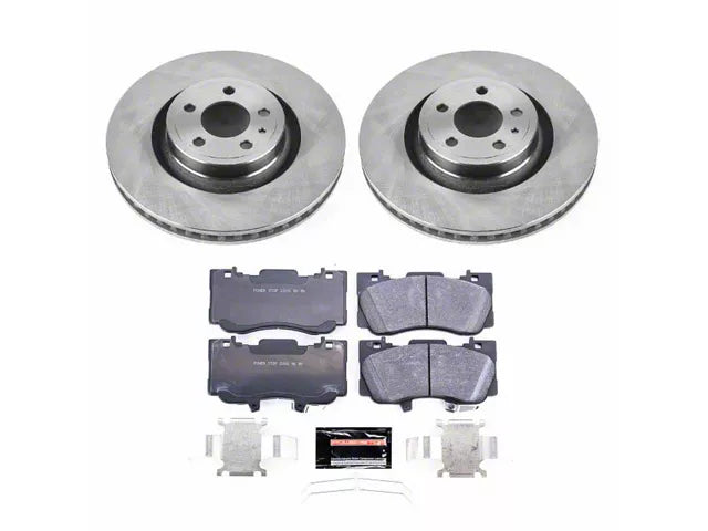 2015-2020 Mustang GT w/o Performance Pack, EcoBoost w/ Performance Pack PowerStop Track Day Brake Rotor and Pad Kit; Front