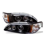 1994-1998 Signature Series LED Halo Projector Headlights; Black Housing; Clear Lens