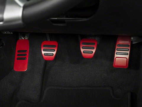 2005-2014 Modern Billet GT500 Style Pedal Covers; Red