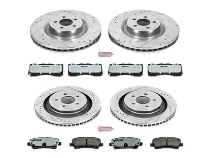 2015-2023 Mustang GT w/ Performance Pack PowerStop Z26 Street Warrior Brake Rotor and Pad Kit; Front and Rear