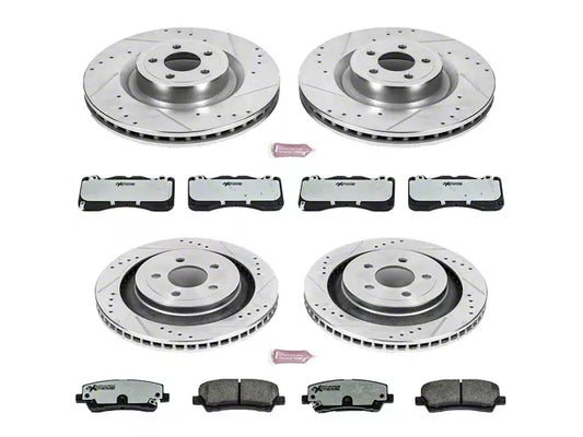 2015-2023 Mustang GT w/ Performance Pack PowerStop Z26 Street Warrior Brake Rotor and Pad Kit; Front and Rear