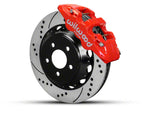 2015-2023 Mustang Wilwood AERO6 Front Big Brake Kit with 15-Inch Drilled and Slotted Rotors; Red Calipers