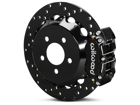 2015-2023 Mustang Wilwood DynaPro 4R Drag Race Rear Big Brake Kit with Drilled Rotors; Anodized Gray Calipers