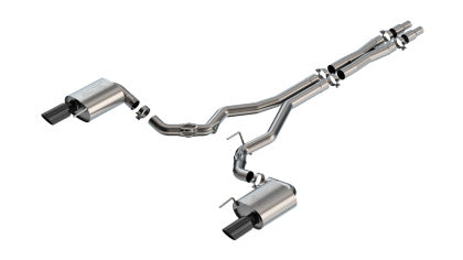 2024-2025 Mustang GT w/o Active Exhaust Borla ATAK Cat-Back Exhaust with Black Chrome Tips