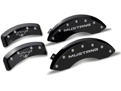 1999-2004 MGP Brake Caliper Covers with Pony Logo; Black; Front and Rear