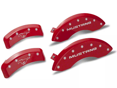 1999-2004 MGP Brake Caliper Covers with Pony Logo; Red; Front and Rear