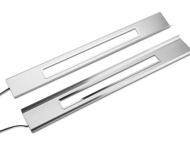 2015-2023 Mustang SpeedForm Illuminated Door Sill Plate Covers; Blue