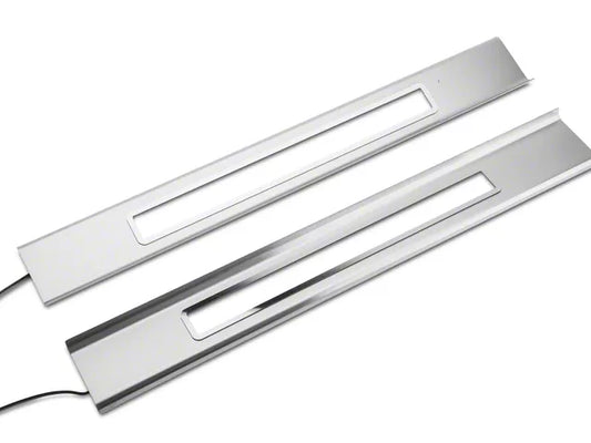 2015-2023 Mustang SpeedForm Illuminated Door Sill Plate Covers; Blue