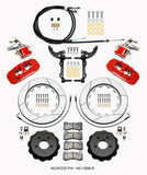 2015-2023 Mustang Wilwood AERO4 MC4 Rear Big Brake Kit with Slotted Rotors; Red Calipers