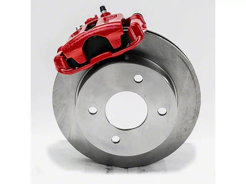 1979-1986 Mustang SSBC-USA Rear Drum to Disc Brake Conversion Kit with Cross-Drilled/Slotted Rotors; Red Calipers