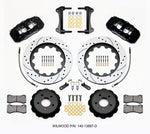 2015-2023 Mustang Wilwood AERO6 Front Big Brake Kit with 15-Inch Drilled and Slotted Rotors; Black Calipers