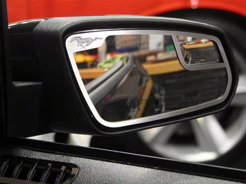 2011-2014 Brushed Side Mirror Trim with Running Pony Logo