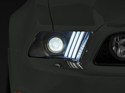 2013-2014 W/ Factory HID Signature Series Sequential Light Bar Projector Headlights; Black Housing; Clear Lens