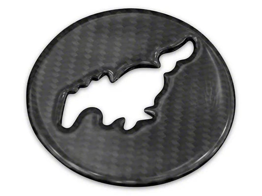 2015-2023 Mustang SpeedForm Steering Wheel Center Badge Accent Trim; Domed Carbon Fiber