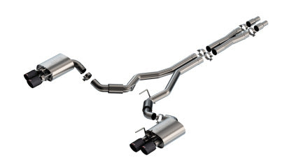 2024-2025 Mustang GT w/ Active Borla S-Type Cat-Back Exhaust with Black Carbon Fiber Tips