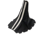 2005-2009 Premium Black Leather Shift Boot; Dual White Strip