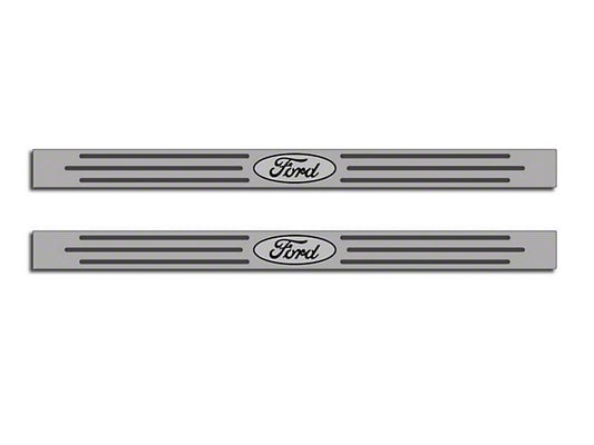 2010-2014 Polished/Brushed Stainless Door Sill Covers with Ford Oval Logo