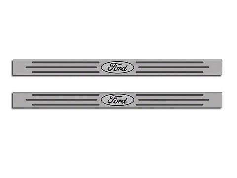 2010-2014 Polished/Brushed Stainless Door Sill Covers with Ford Oval Logo