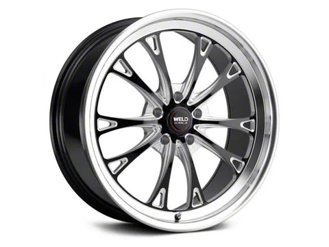 2005-2025 WELD Performance Belmont Drag Gloss Black Milled Wheel; Rear Only; 17x10; 49mm Offset