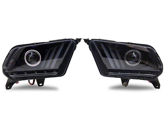 2010-2012 W/ Halogen Headlights Sequential Projector Headlights; Gloss Black Housing; Smoked Lens