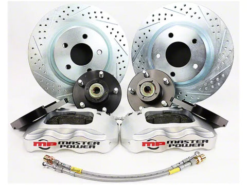 1979-1986 Mustang w/ SN95 Spindles Master Power Brakes Pro Driver Series Front Disc Brake Conversion Kit; Clear Billet Aluminum Calipers