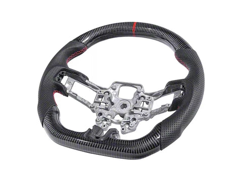 2015-2023 Mustang Steering Wheel; Carbon Fiber with Red Stripe