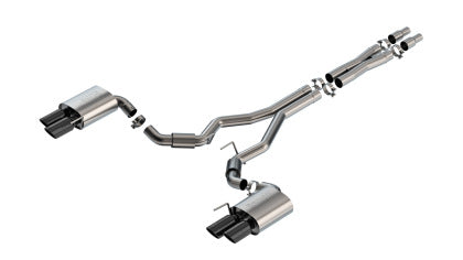 2024-2025 Mustang GT w/o Active Borla S-Type Cat-Back Exhaust with Quad Black Chrome Tips