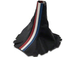 2005-2009 Premium Black Leather Shift Boot; Red, White and Blue Stripe