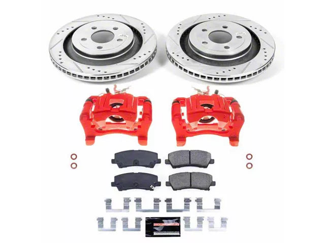 2015-2023 Mustang GT, EcoBoost w/ Performance Pack PowerStop Z23 Evolution Sport Brake Rotor, Pad and Caliper Kit; Rear