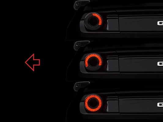 2015-2023 Mustang Raxiom Halo LED Tail Lights Gloss Black Housing Smoked Lens