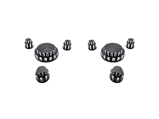 2015-2025 Mustang UPR Products Billet Strut Tower Cap Covers; Designer Cut Black