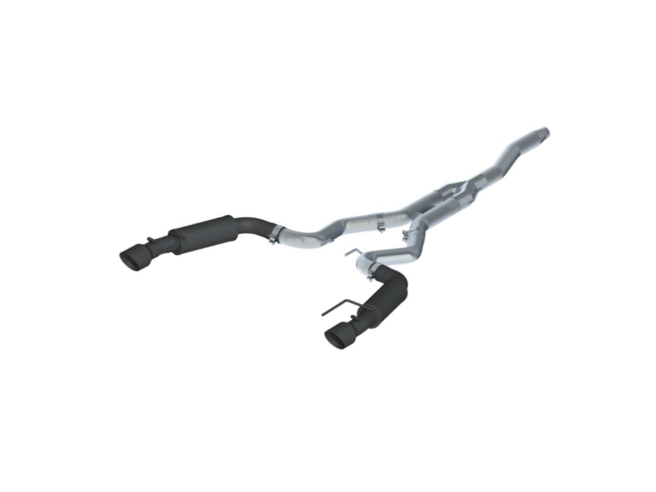 2015-2023 Mustang EcoBoost Fastback w/o Active Exhaust MBRP Armor BLK Cat-Back Exhaust with Y-Pipe; Race Version