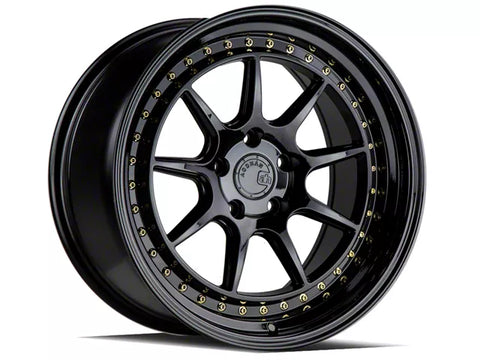 2005-2025 Aodhan DS-X Gloss Black with Gold Rivets Wheel; 19x9.5; 30mm Offset