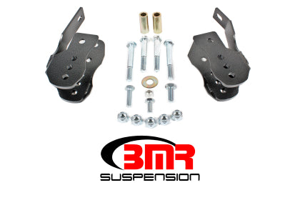 2005-2014 BMR Bolt-On Rear Lower Control Arm Relocation Brackets; Black Hammertone