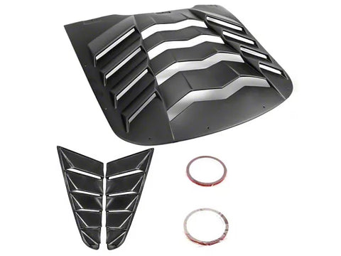 2015-2023 Mustang LV2 Style Rear and Quarter Window Louvers; Matte Black