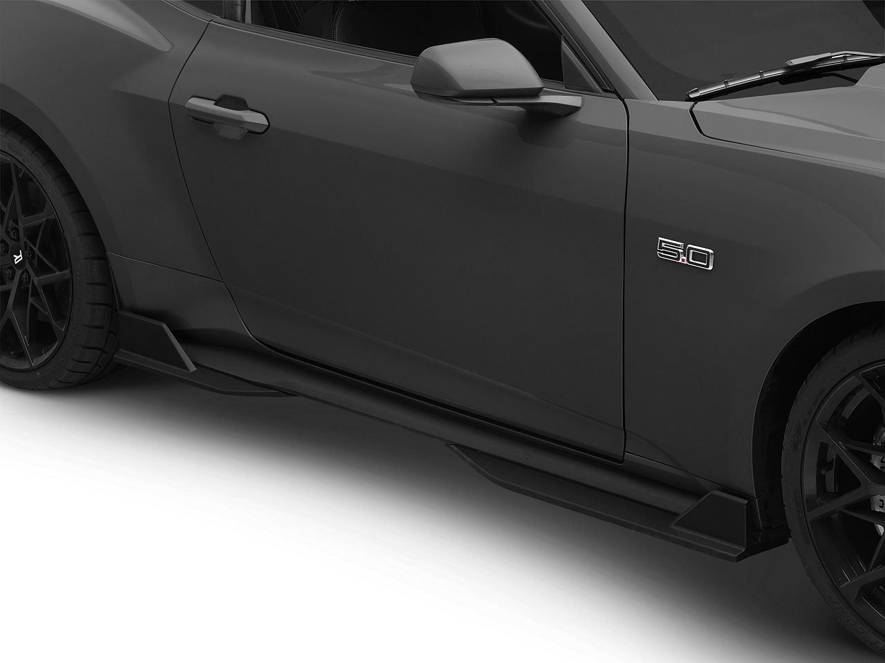 2024-2026 Ford Mustang GT350R Performance Package Side Skirt Extensions; Matte Black
