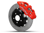 2015-2023 Mustang Wilwood AERO6 Front Big Brake Kit with 15-Inch Slotted Rotors; Red Calipers