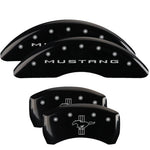 2015-2023 Mustang GT w/ Performance Pack  MGP Brake Caliper Covers with Tri-Bar Pony Logo; Black; Front and Rear