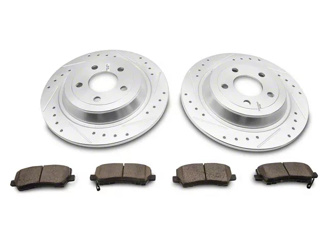 2015-2023 Mustang GT, EcoBoost w/ Performance Pack PowerStop Z23 Evolution Sport Brake Rotor and Pad Kit; Rear
