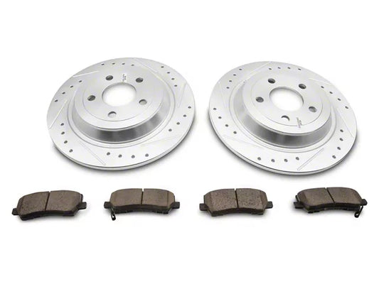2015-2023 Mustang GT, EcoBoost w/ Performance Pack PowerStop Z23 Evolution Sport Brake Rotor and Pad Kit; Rear