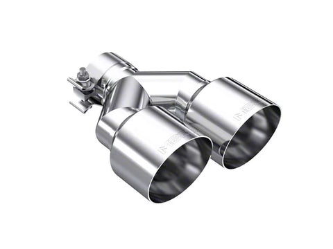 2.50-Inch Tailpipe MBRP Angled Cut Dual Round Exhaust Tip; 4-Inch; Polished; Passenger Side