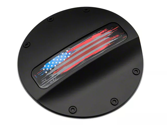 2015-2023 Mustang Old Glory Fuel Door; Matte Black