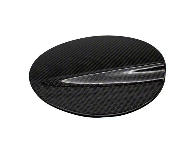 2015-2023 Mustang Gas Door Cover; Gloss Black Carbon Fiber