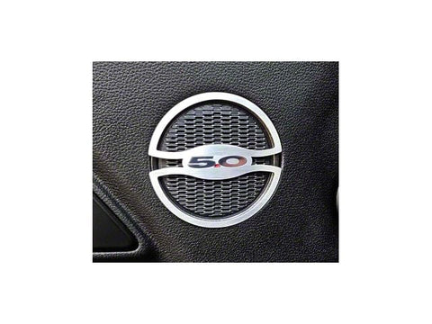 2015-2023 Mustang Brushed Mid-Range Door Speaker Trim with 5.0 Logo